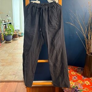 Quince Tie Front Navy Blue Flowy Pants Sz M
